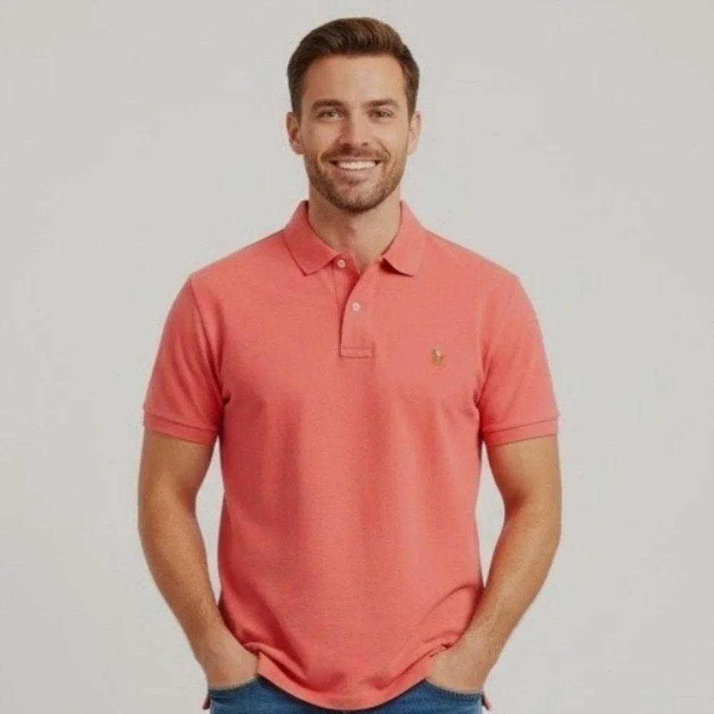 POLO RALPH LAUREN Classic‎ Fit Polo Shirt XXL Mens Coral Pink Flesh Pony Preppy